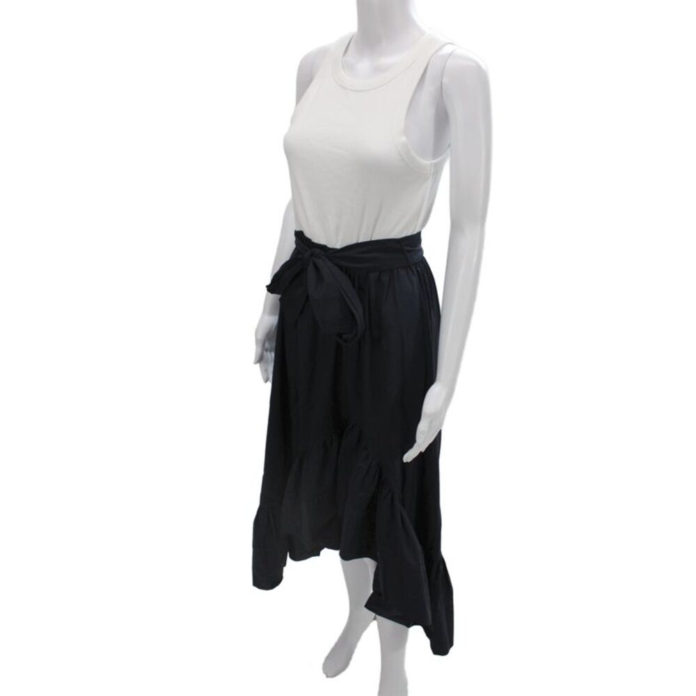 Cinq à Sept Women Black Sleeveless Scoop Neck Shift Dress Long Tie Waist Size M - Picture 2 of 6